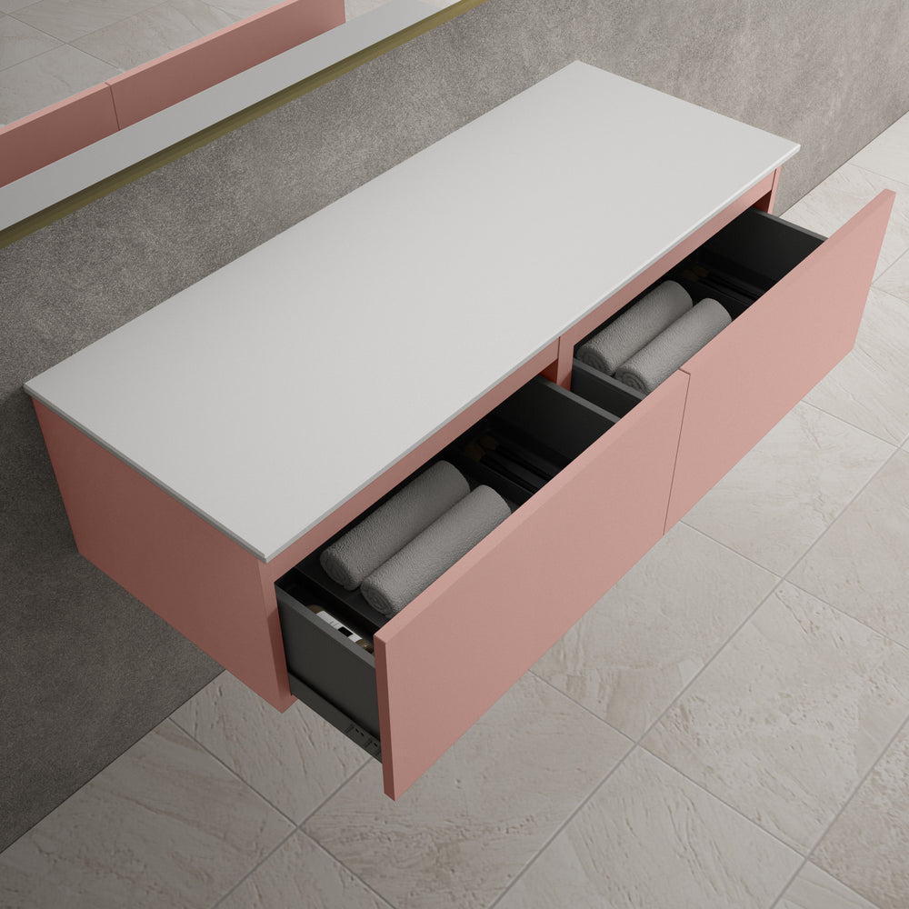 Raffinata Two Drawer Countertop Vanity Unit - Matt Pink 1200mm