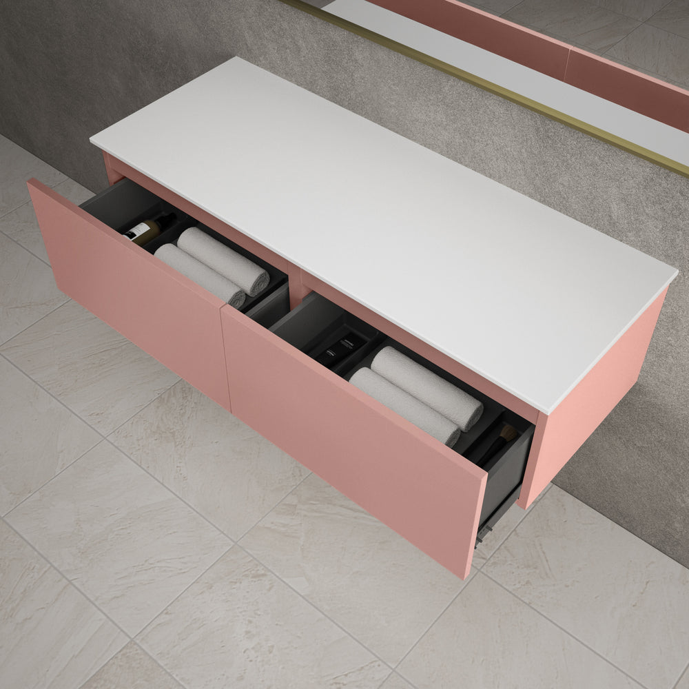 Raffinata Two Drawer Countertop Vanity Unit - Matt Pink 1200mm