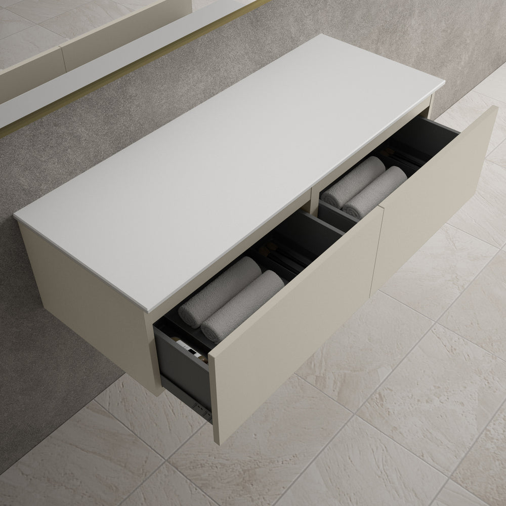 Raffinata Two Drawer Countertop Vanity Unit - Matt Stone 1200mm