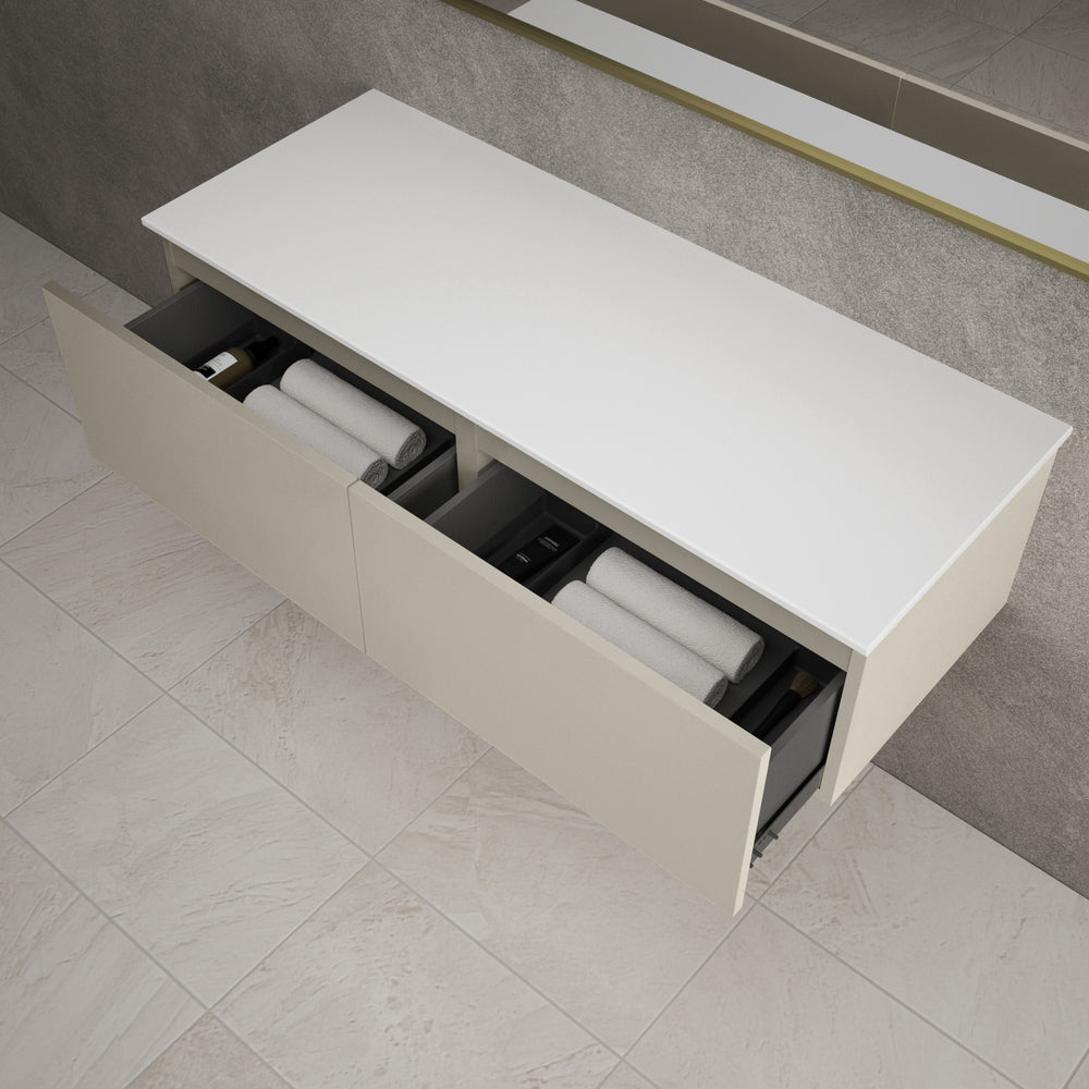 Raffinata Two Drawer Countertop Vanity Unit - Matt Stone 1200mm