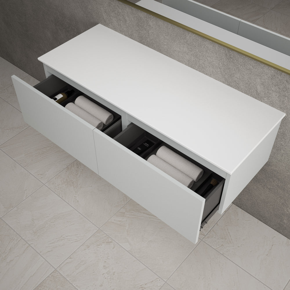 Raffinata Two Drawer Countertop Vanity Unit - Matt Dove 1200mm