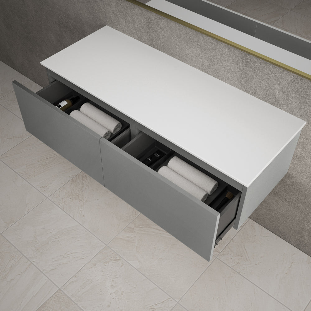 Raffinata Two Drawer Countertop Vanity Unit - Matt Dust 1200mm