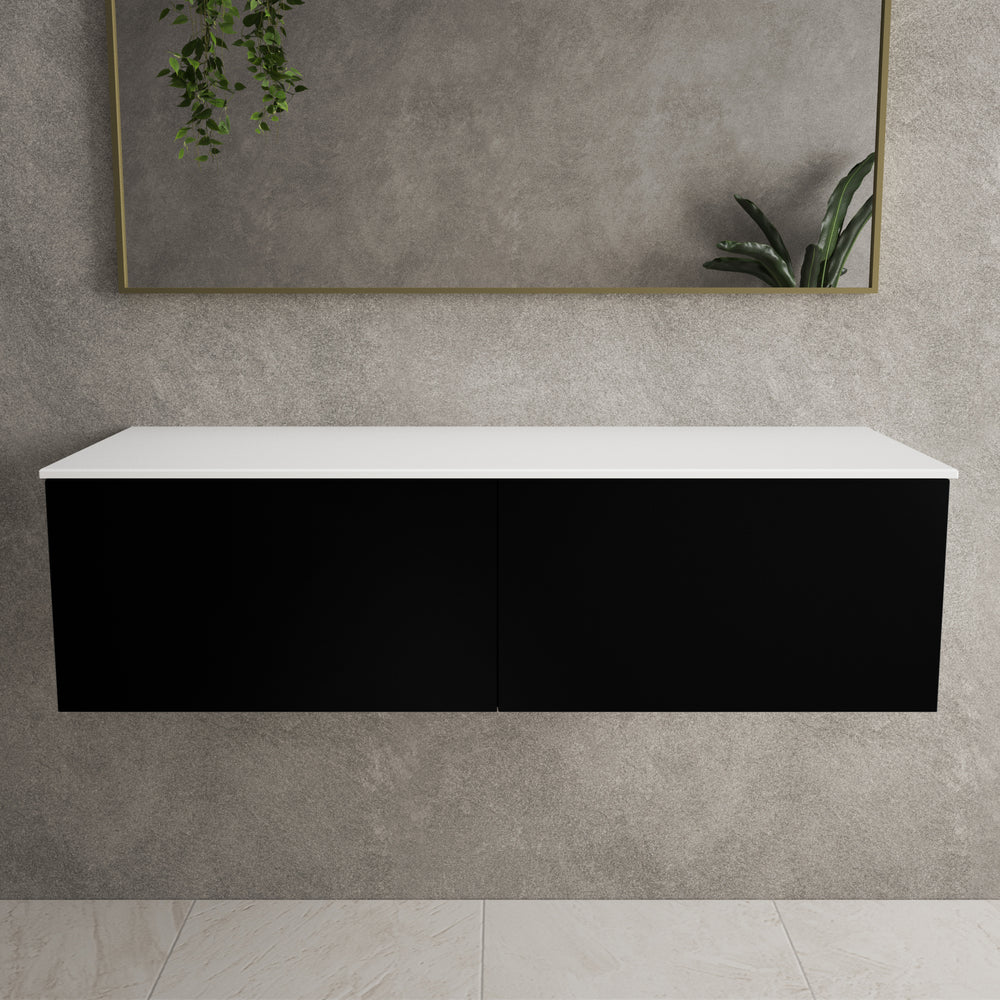 Raffinata Two Drawer Countertop Vanity Unit - Matt Black 1200mm