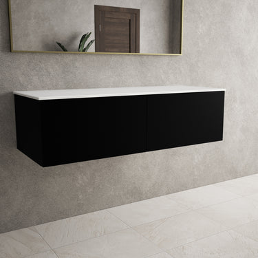 Raffinata Two Drawer Countertop Vanity Unit - Matt Black 1200mm