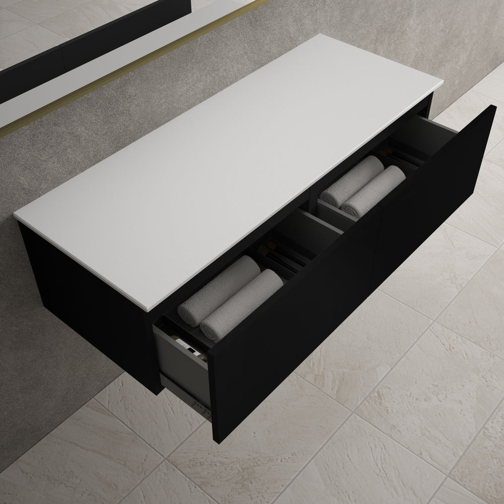 Raffinata Two Drawer Countertop Vanity Unit - Matt Black 1200mm