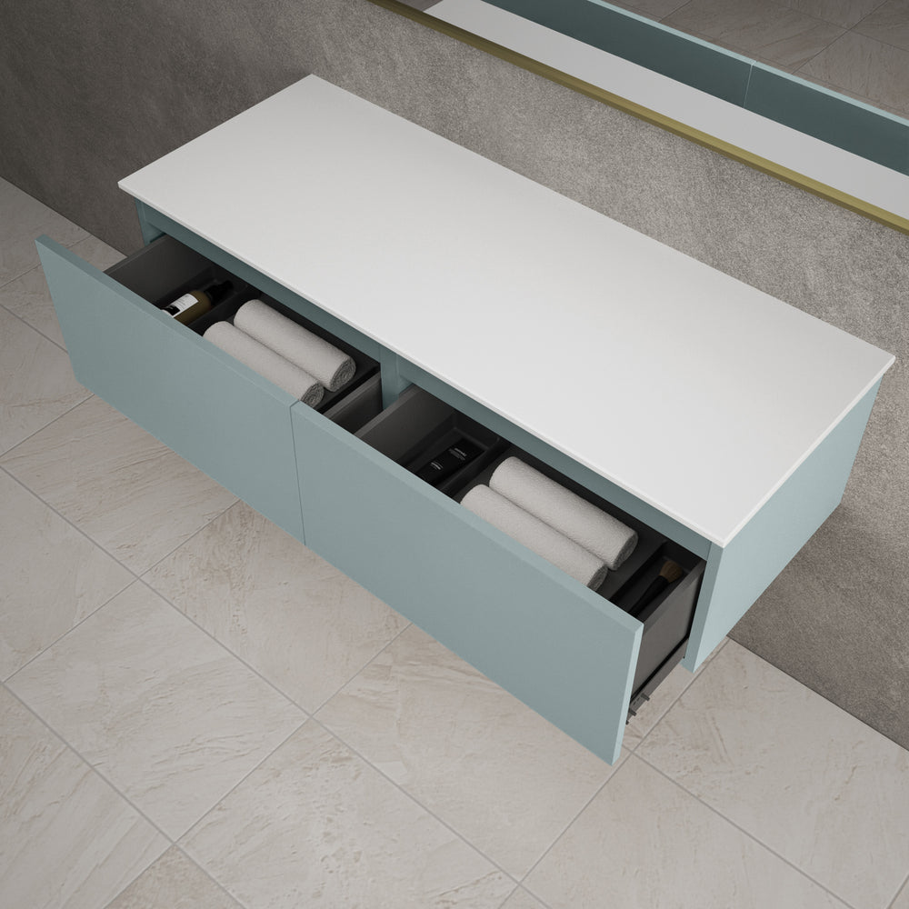 Raffinata Two Drawer Countertop Vanity Unit - Matt Fjord 1200mm