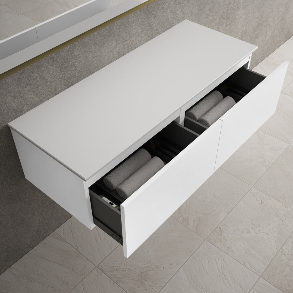 Raffinata Two Drawer Countertop Vanity Unit - Matt White 1200mm