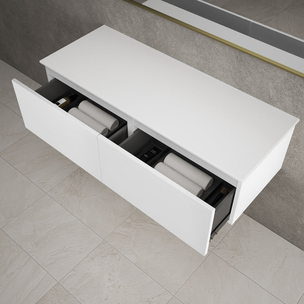 Raffinata Two Drawer Countertop Vanity Unit - Matt White 1200mm