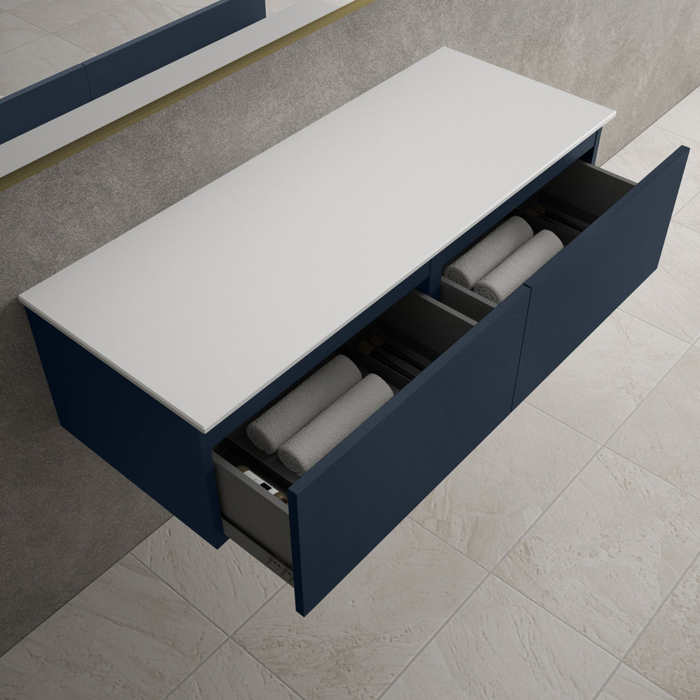 Raffinata Two Drawer Countertop Vanity Unit - Matt Indigo 1200mm