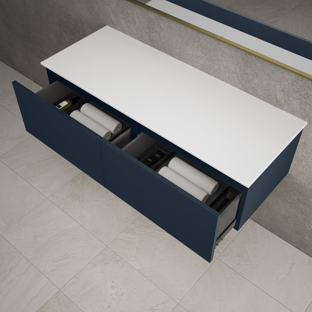 Raffinata Two Drawer Countertop Vanity Unit - Matt Indigo 1200mm