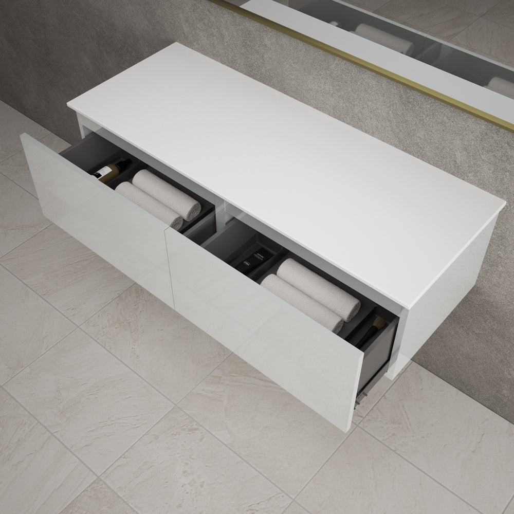 Raffinata Two Drawer Countertop Vanity Unit - Gloss Dove 1200mm