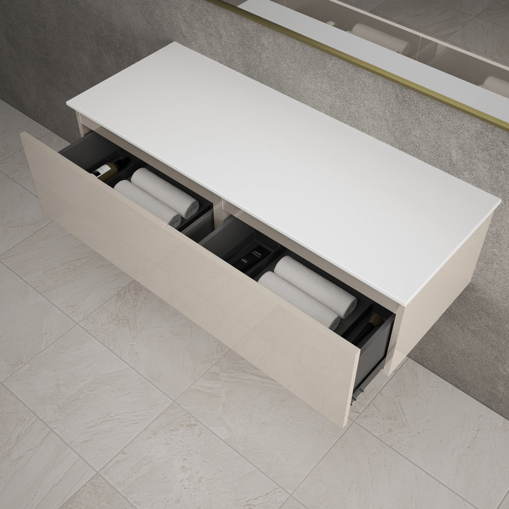 Raffinata Two Drawer Countertop Vanity Unit - Gloss Cashmere 1200mm