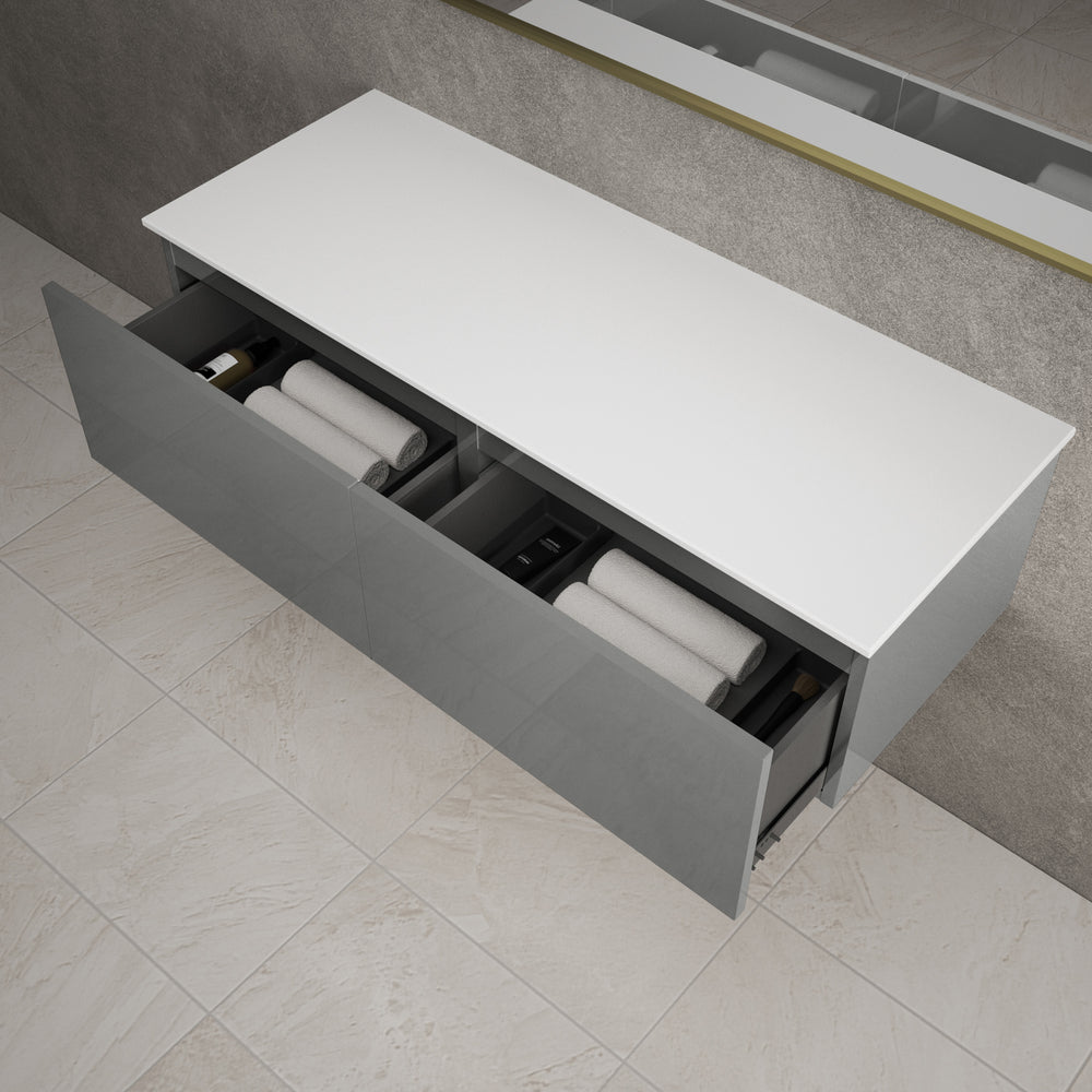 Raffinata Two Drawer Countertop Vanity Unit - Gloss Dust 1200mm