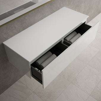 Raffinata Two Drawer Countertop Vanity Unit - Gloss White 1200mm