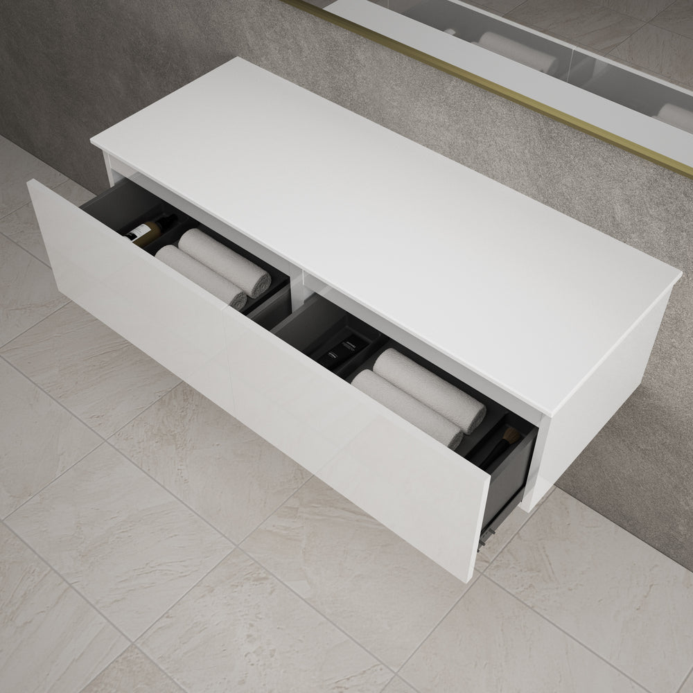 Raffinata Two Drawer Countertop Vanity Unit - Gloss White 1200mm