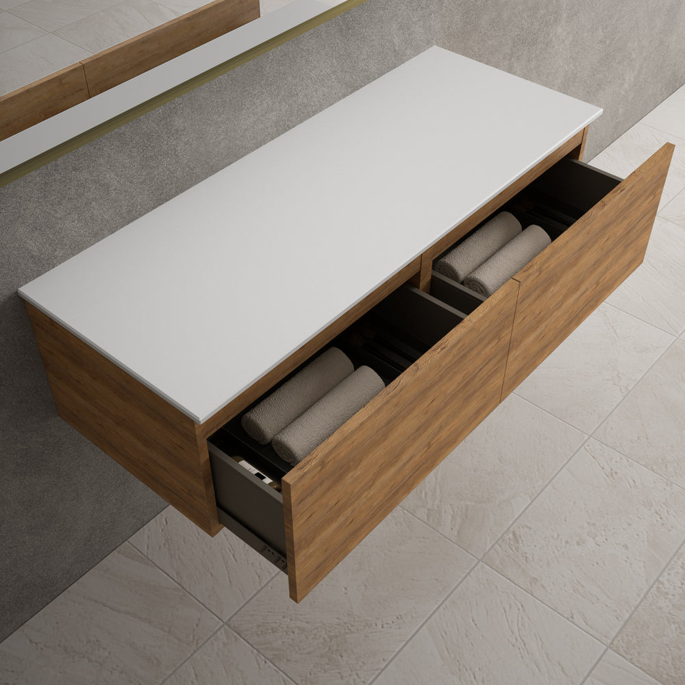 Raffinata Two Drawer Countertop Vanity Unit - Oak 1200mm