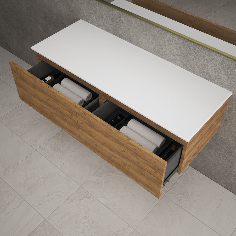 Raffinata Two Drawer Countertop Vanity Unit - Oak 1200mm