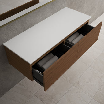 Raffinata Two Drawer Countertop Vanity Unit - Walnut 1200mm