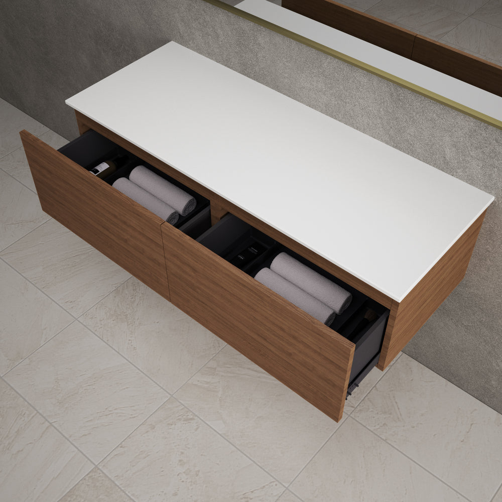 Raffinata Two Drawer Countertop Vanity Unit - Walnut 1200mm