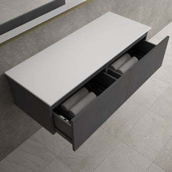 Raffinata Two Drawer Countertop Vanity Unit - Dark Concrete 1200mm