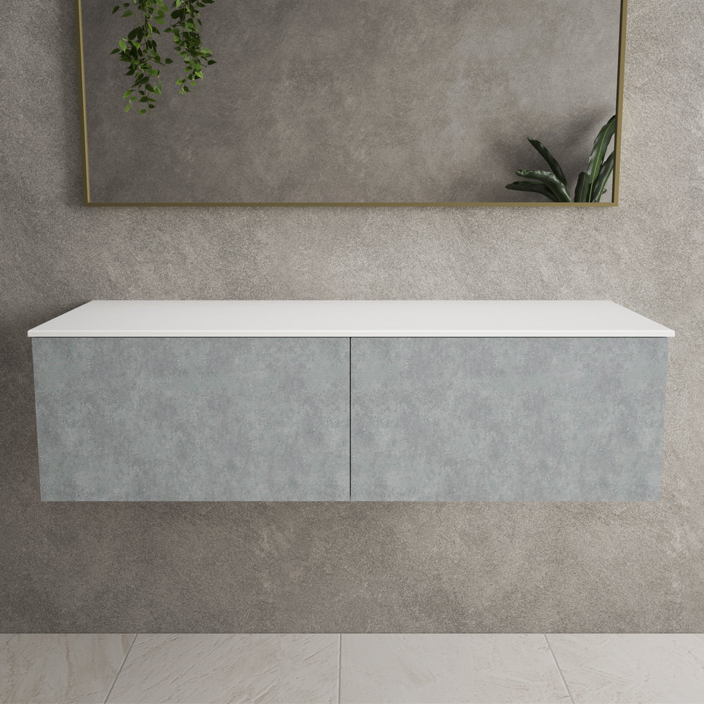 Raffinata Two Drawer Countertop Vanity Unit - Light Concrete 1200mm
