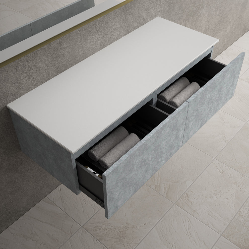 Raffinata Two Drawer Countertop Vanity Unit - Light Concrete 1200mm