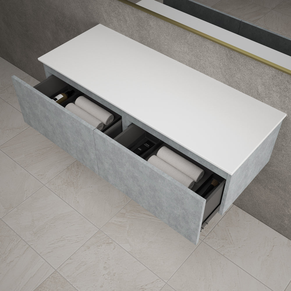 Raffinata Two Drawer Countertop Vanity Unit - Light Concrete 1200mm