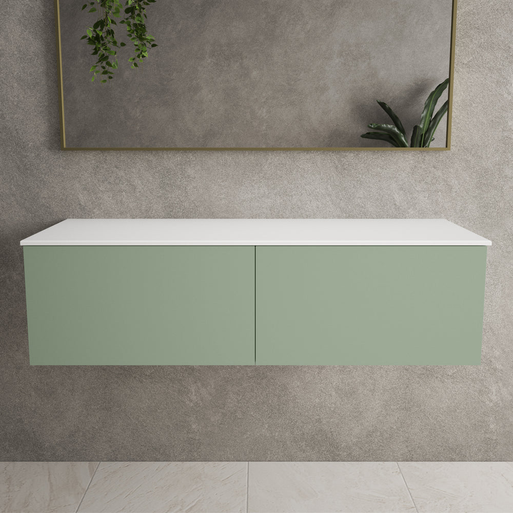 Raffinata Two Drawer Countertop Vanity Unit - Matt Light Green 1200mm