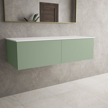 Raffinata Two Drawer Countertop Vanity Unit - Matt Light Green 1200mm