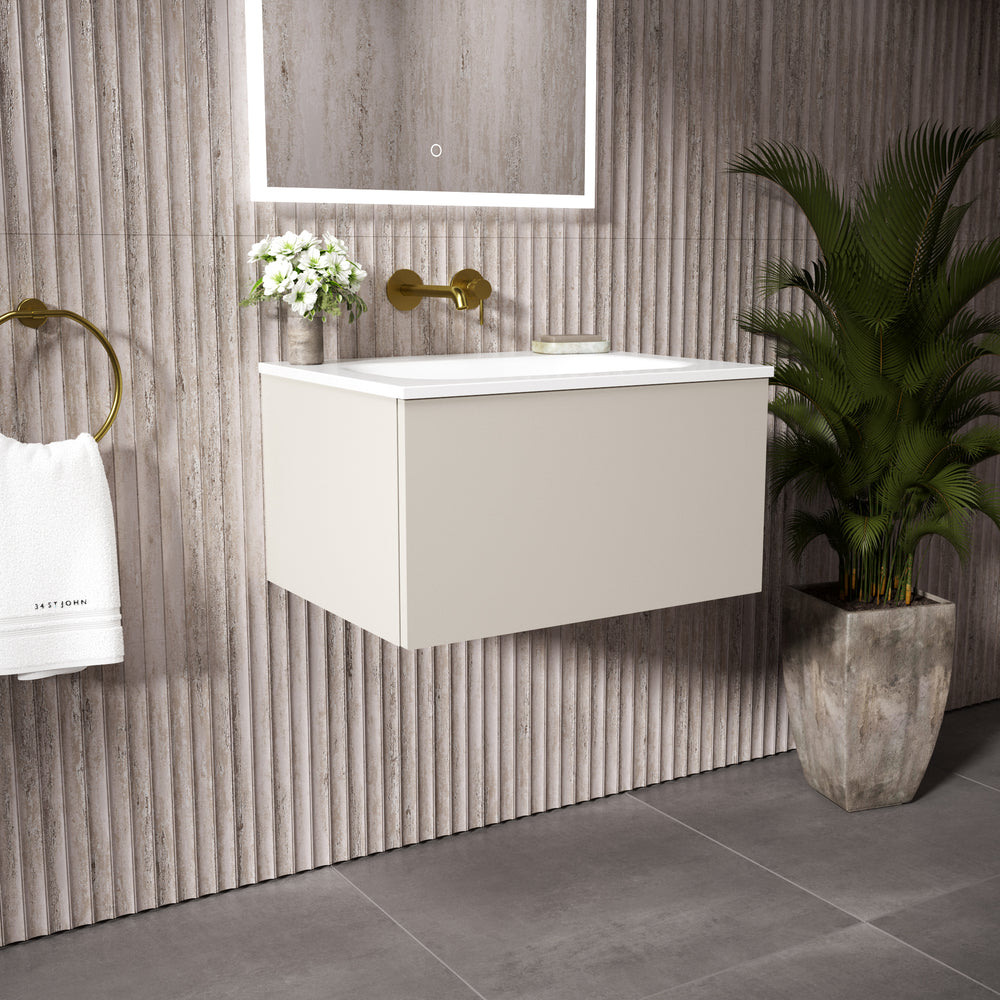 Raffinata One Drawer Vanity Unit  With Beyondstone Basin - Matt Cashmere 600mm