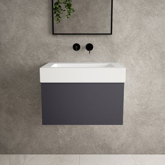 Raffinata One Drawer Vanity Unit  With Beyondstone BLOC Basin - Matt Graphite 600mm