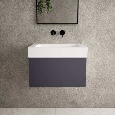 Raffinata One Drawer Vanity Unit  With Beyondstone BLOC Basin - Matt Graphite 600mm