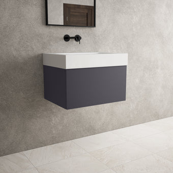 Raffinata One Drawer Vanity Unit  With Beyondstone BLOC Basin - Matt Graphite 600mm