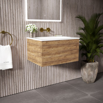 Raffinata One Drawer Vanity Unit  With Beyondstone Basin - Oak 600mm
