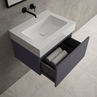Raffinata One Drawer Vanity Unit  With Beyondstone BLOC Basin - Matt Graphite 600mm