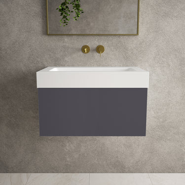 Raffinata One Drawer Vanity Unit  With Beyondstone BLOC Basin - Matt Graphite 700mm