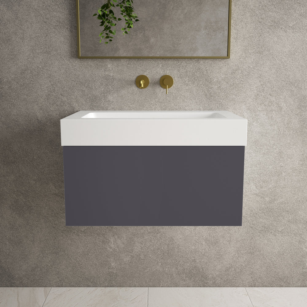 Raffinata One Drawer Vanity Unit  With Beyondstone BLOC Basin - Matt Graphite 700mm