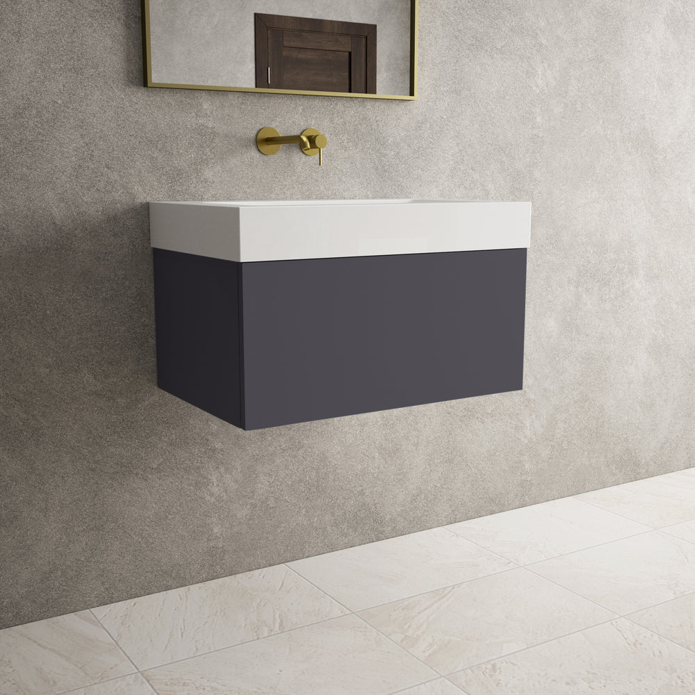 Raffinata One Drawer Vanity Unit  With Beyondstone BLOC Basin - Matt Graphite 700mm