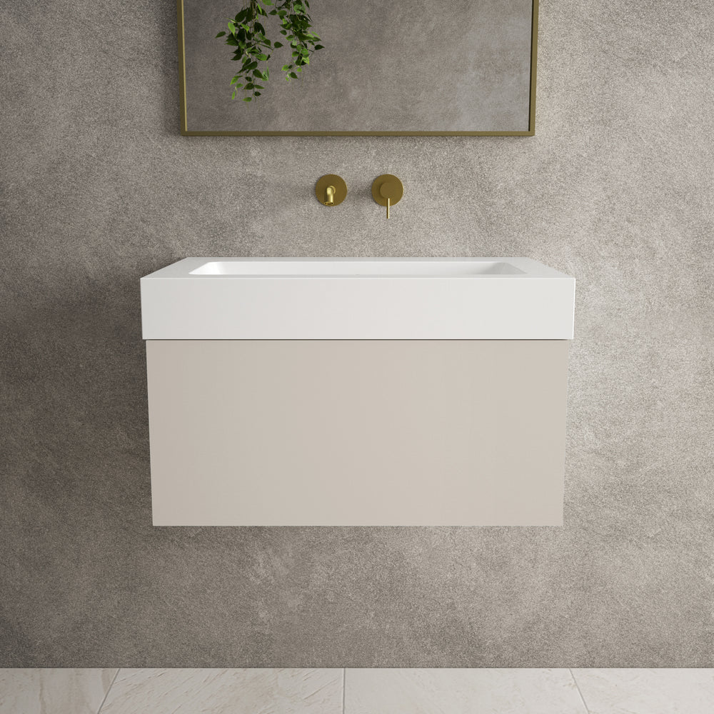 Raffinata One Drawer Vanity Unit  With Beyondstone BLOC Basin - Matt Cashmere 700mm image