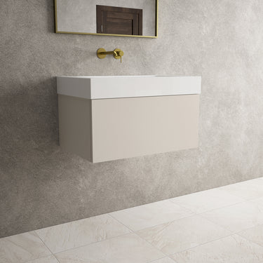 Raffinata One Drawer Vanity Unit  With Beyondstone BLOC Basin - Matt Cashmere 700mm