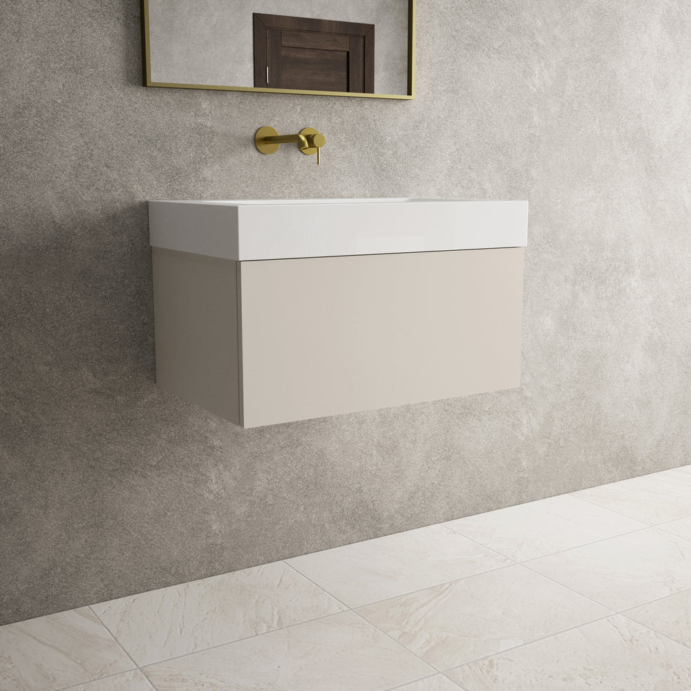 Raffinata One Drawer Vanity Unit  With Beyondstone BLOC Basin - Matt Cashmere 700mm