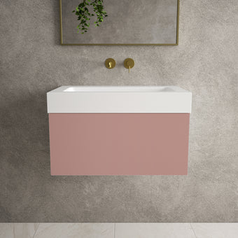 Raffinata One Drawer Vanity Unit  With Beyondstone BLOC Basin - Matt Pink 700mm