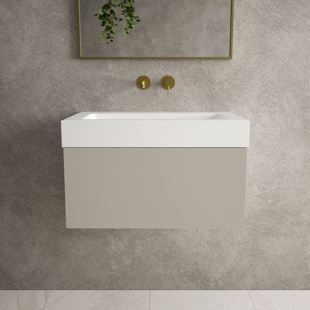 Raffinata One Drawer Vanity Unit  With Beyondstone BLOC Basin - Matt Stone 700mm