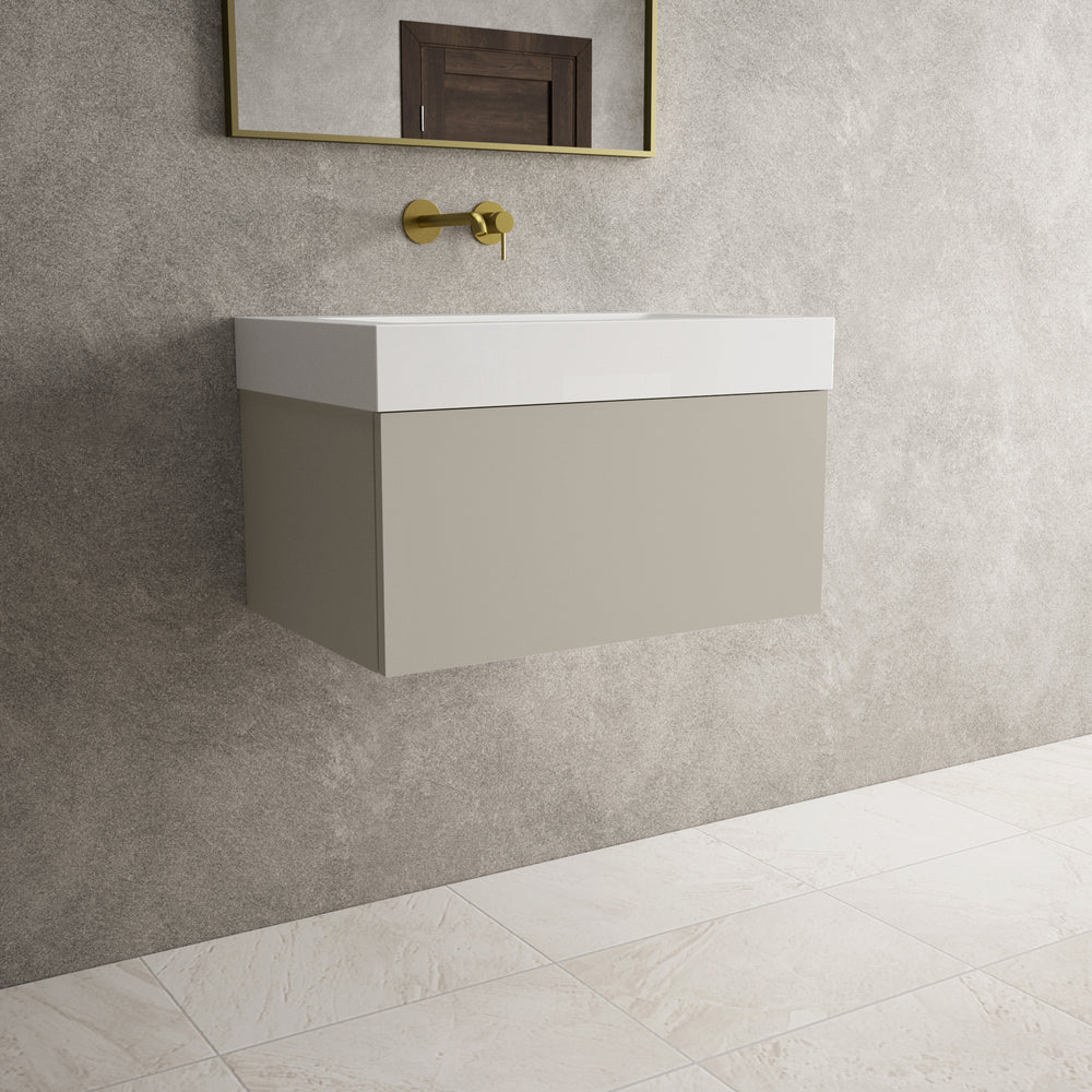 Raffinata One Drawer Vanity Unit  With Beyondstone BLOC Basin - Matt Stone 700mm