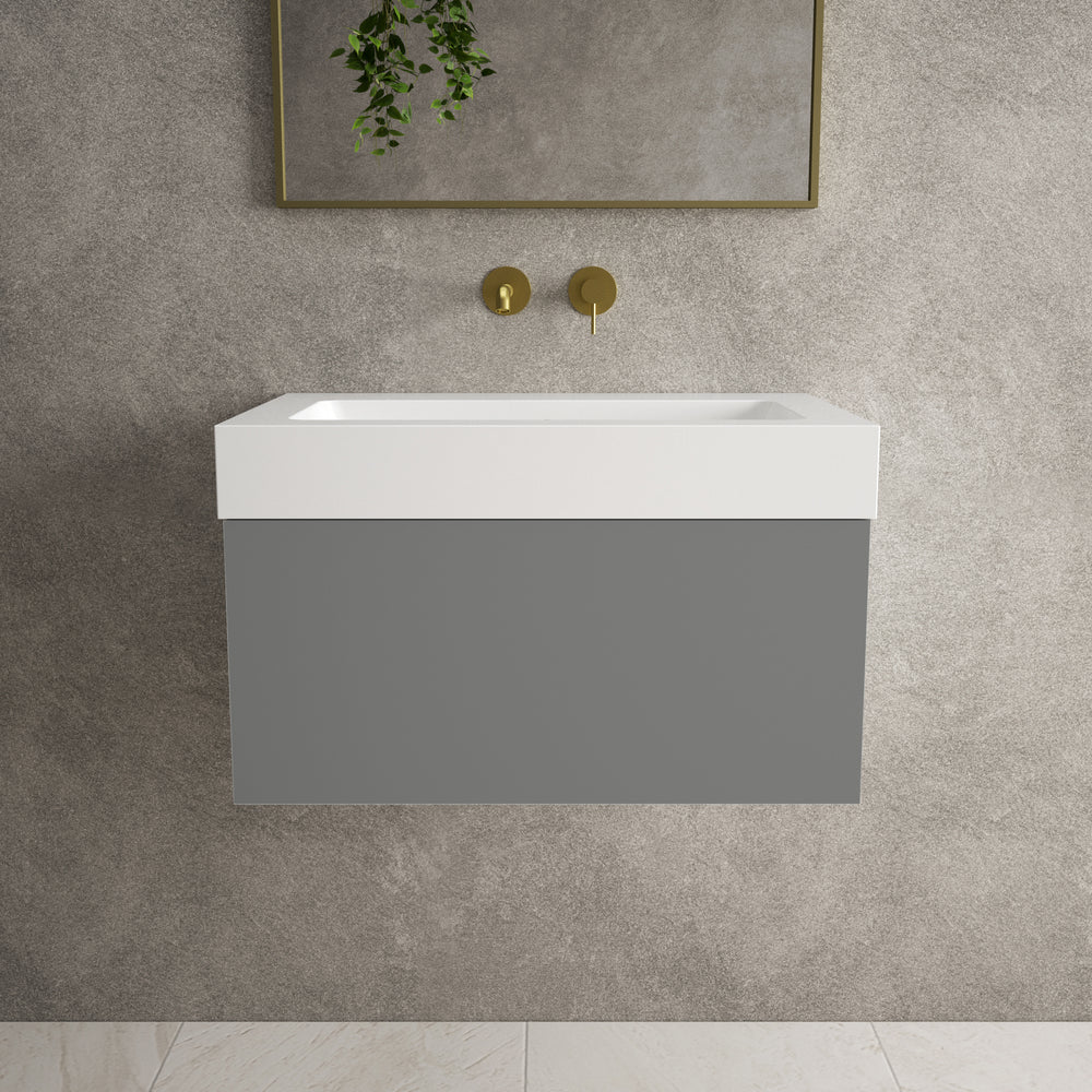 Raffinata One Drawer Vanity Unit  With Beyondstone BLOC Basin - Matt Dust 700mm