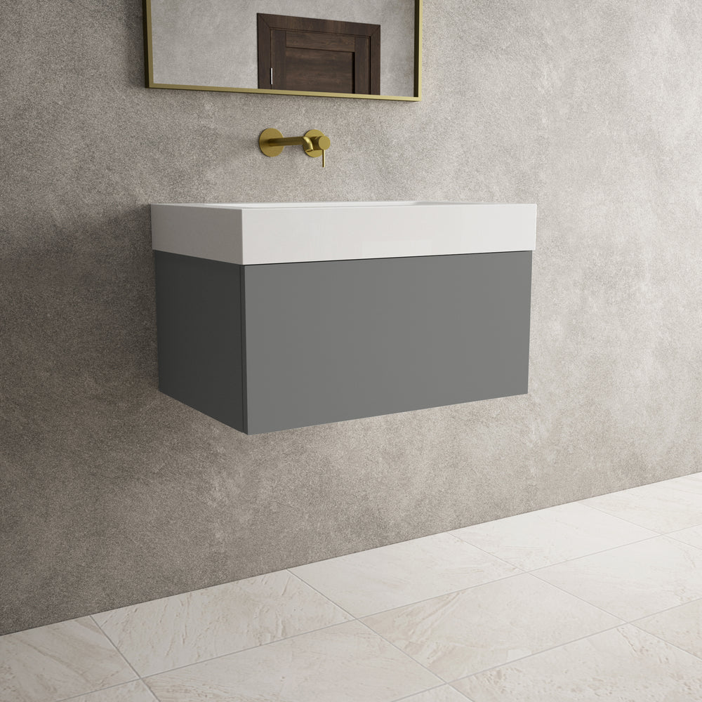 Raffinata One Drawer Vanity Unit  With Beyondstone BLOC Basin - Matt Dust 700mm