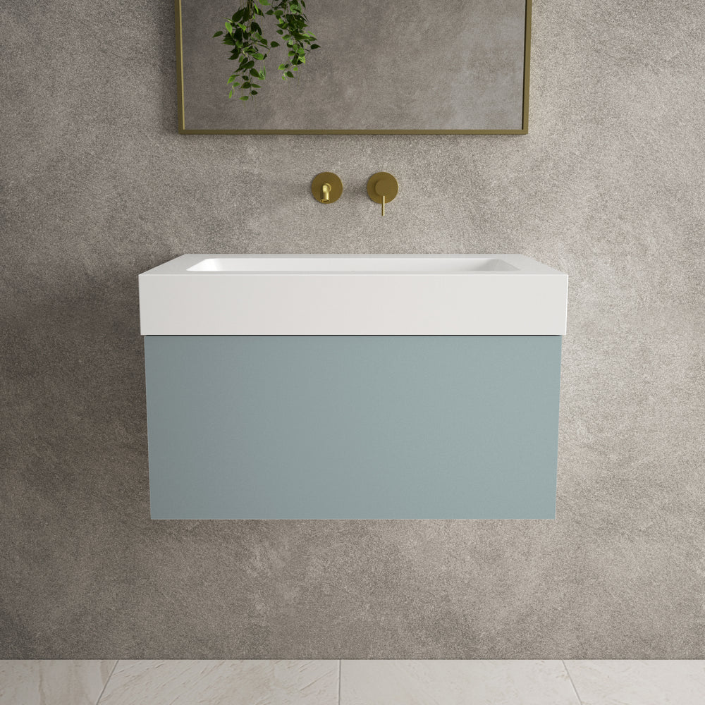 Raffinata One Drawer Vanity Unit  With Beyondstone BLOC Basin - Matt Fjord 700mm