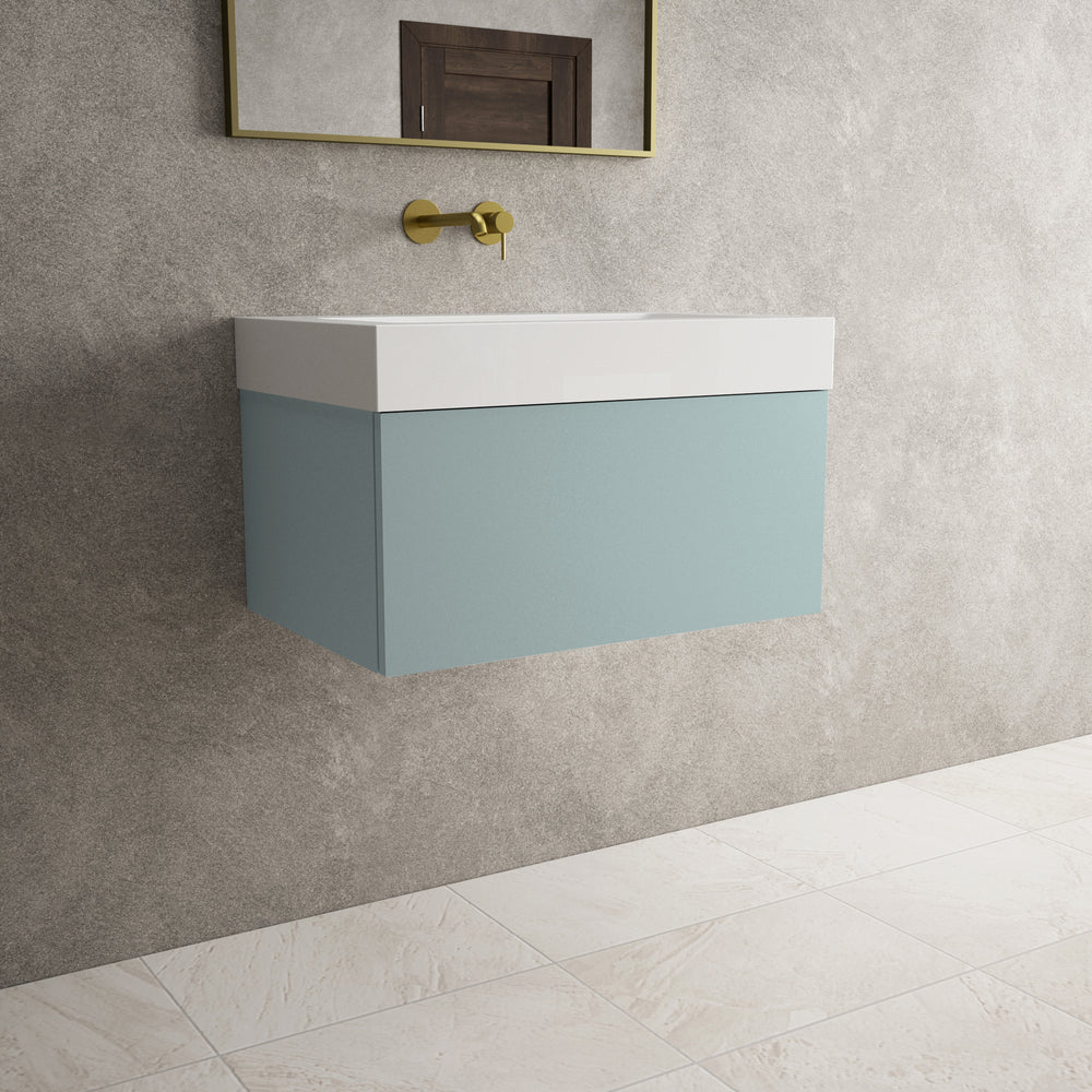 Raffinata One Drawer Vanity Unit  With Beyondstone BLOC Basin - Matt Fjord 700mm