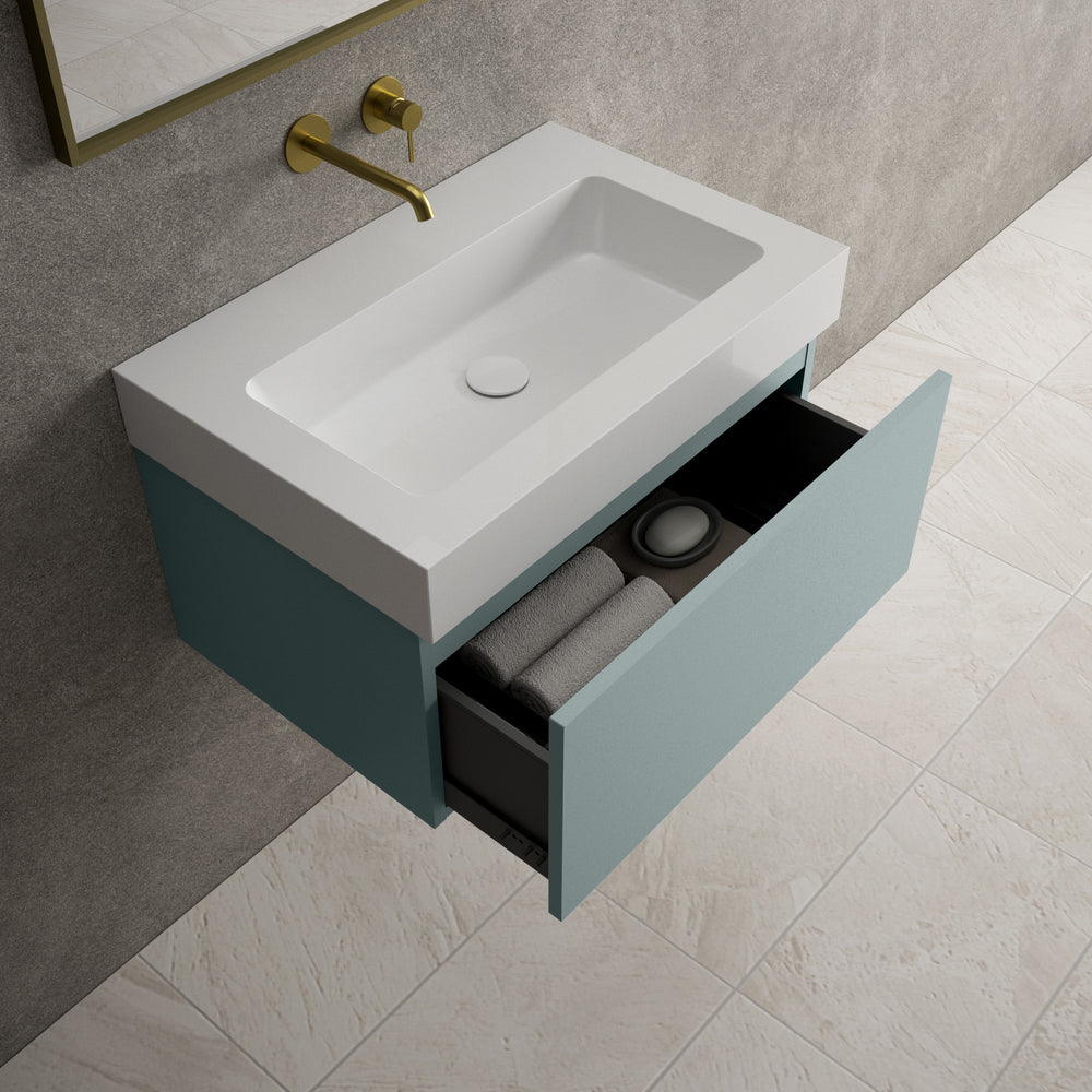 Raffinata One Drawer Vanity Unit  With Beyondstone BLOC Basin - Matt Fjord 700mm