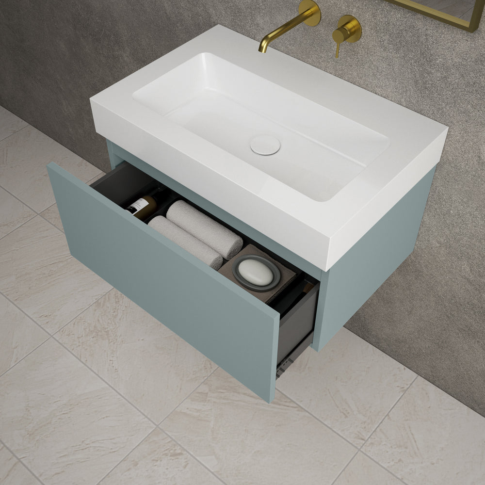 Raffinata One Drawer Vanity Unit  With Beyondstone BLOC Basin - Matt Fjord 700mm